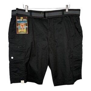Iron Co. Cargo Shorts Stretch Casual Outdoor With Belt Black Men‎ 40 NWT
